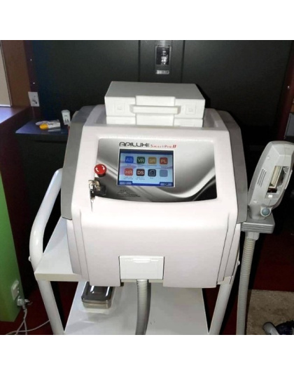 Front view of the Apilux SmartPro IPL II hair removal device showcasing its sleek design and control panel.